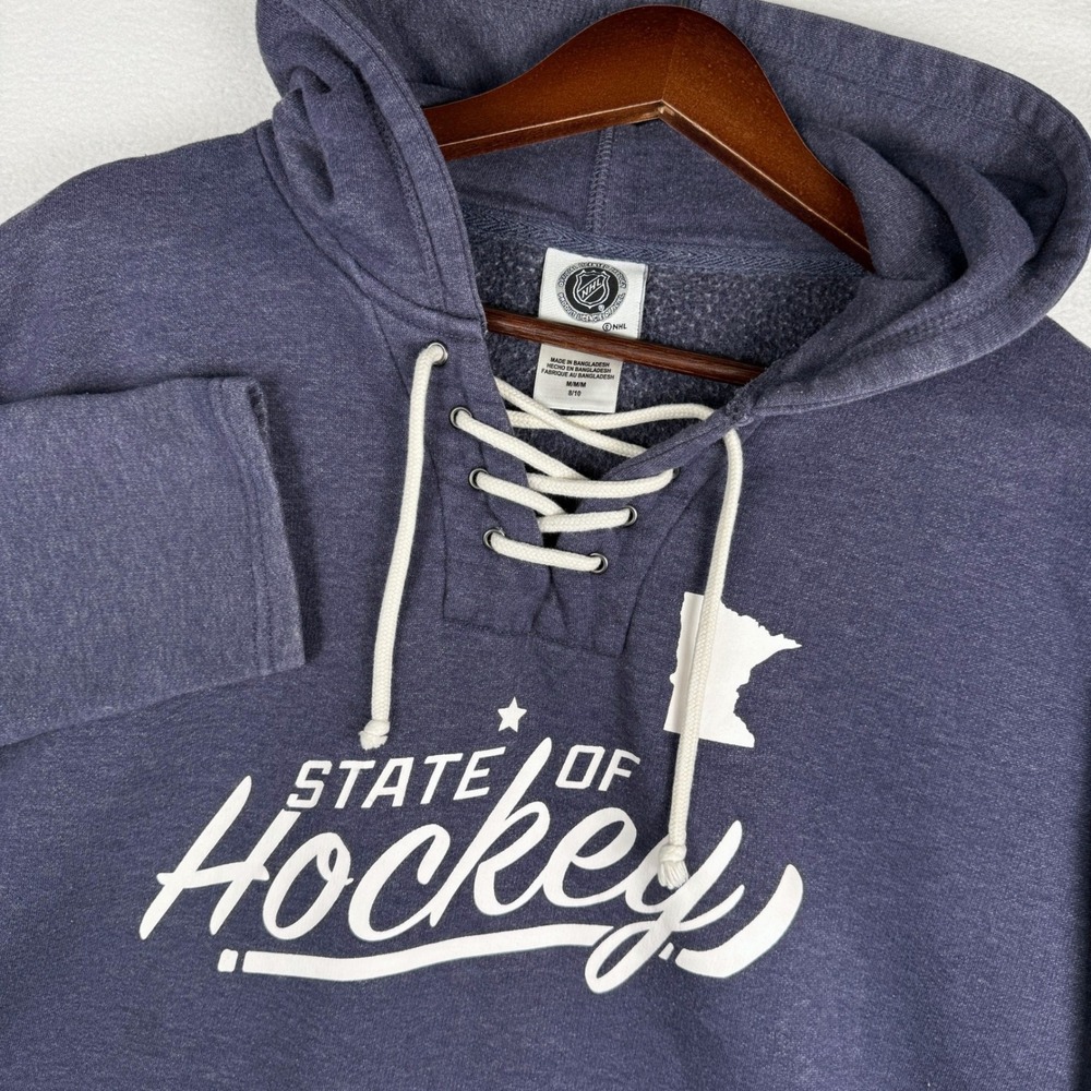 Minnesota Wild NHL Lace Up Hoodie Womens M Blue State of Hockey Pullover